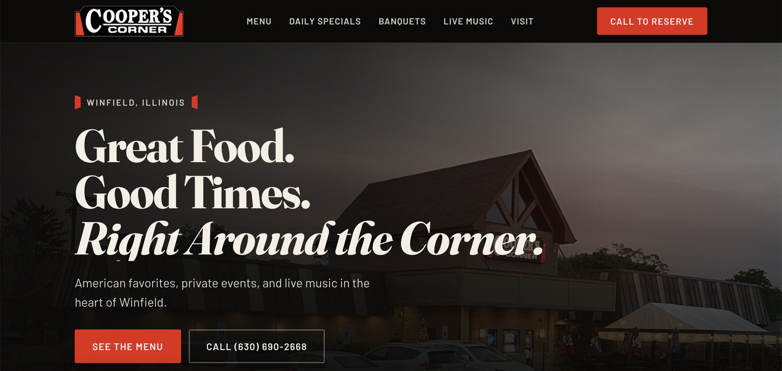 Cooper's Corner homepage hero