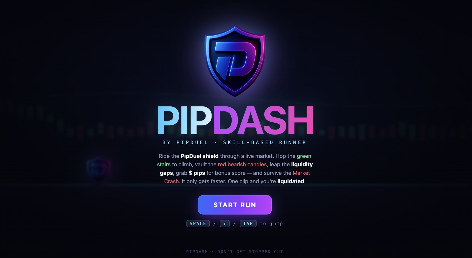 PipDash game start screen