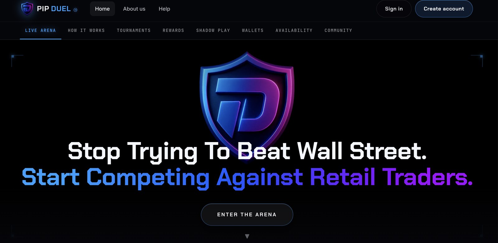 PipDuel homepage hero